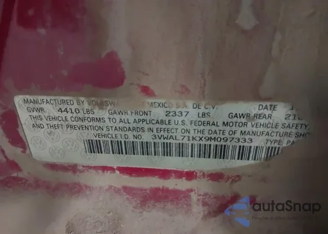 2009 Volkswagen Jetta Tdi из США, поврежденный, VIN 3VWAL71KX9M097333